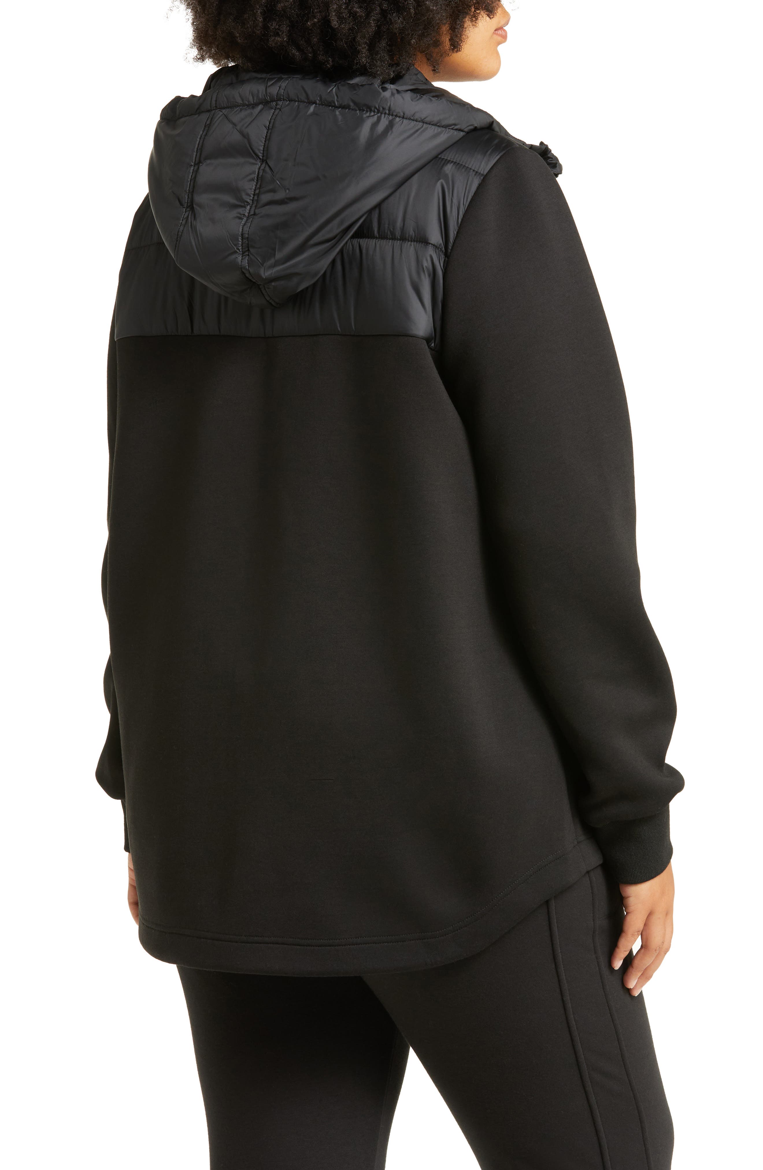 Zella Hybrid Puffer Jacket in Black at Nordstrom, Size 1x