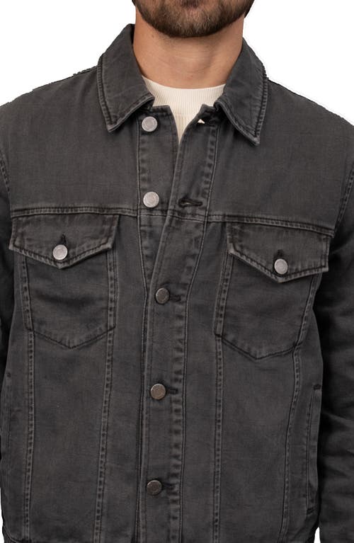 Shop Bagatelle Garment Washed Twill Trucker Jacket In Washed Charcoal