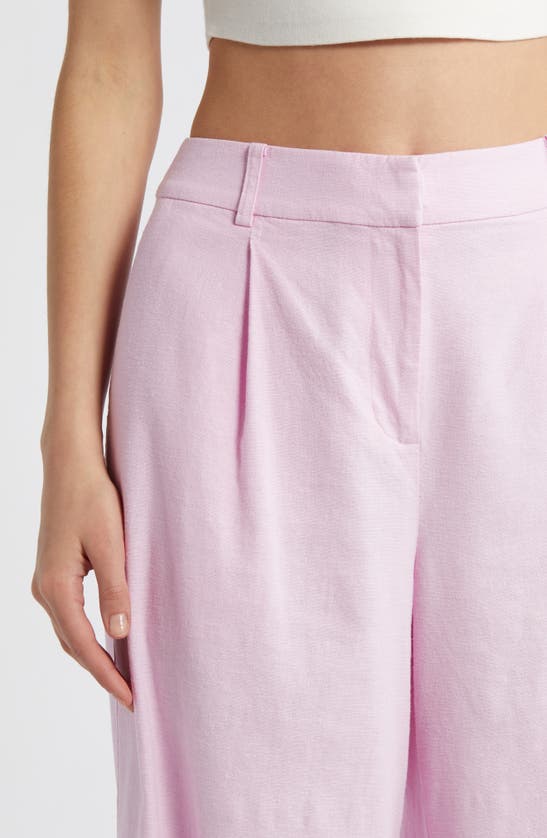 Shop Open Edit Wide Leg Linen Blend Pants In Pink Pirouette