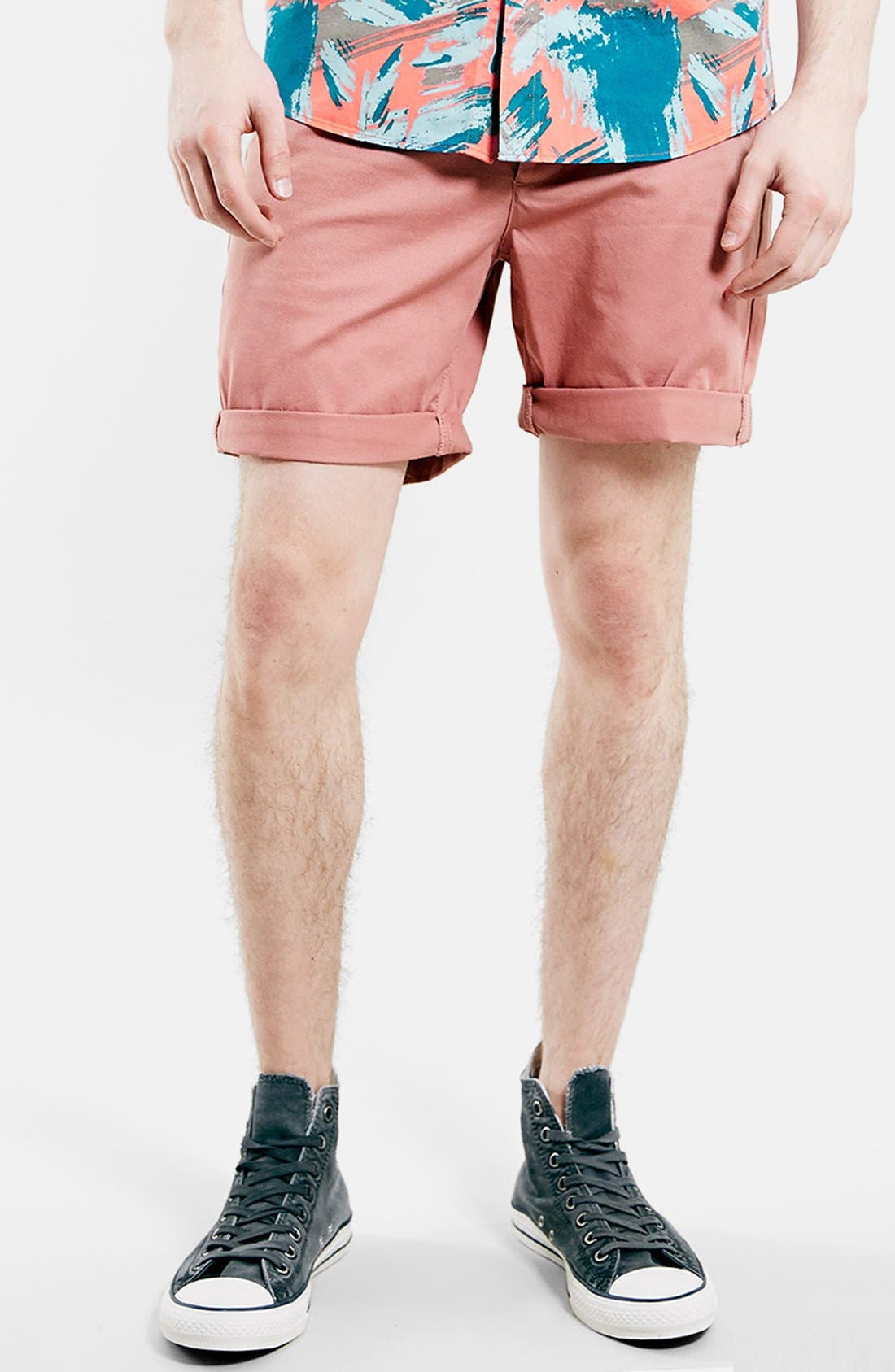 salmon pink chino shorts