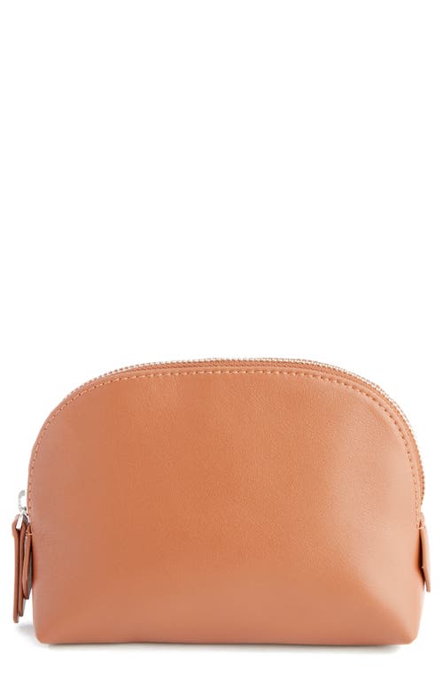 Personalized Small Cosmetic Bag in Tan - Deboss