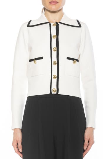 Alexia Admor Mari Tipped Sweater Jacket In Ivory