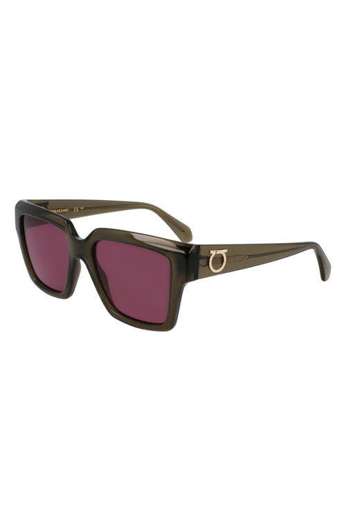 Ferragamo Gancini Acetate Square Sunglasses In Transparent Khaki