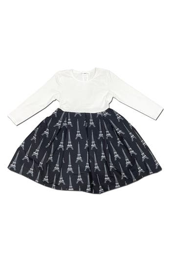 Joe-ella Kids' Paris Print Party Dress In Black