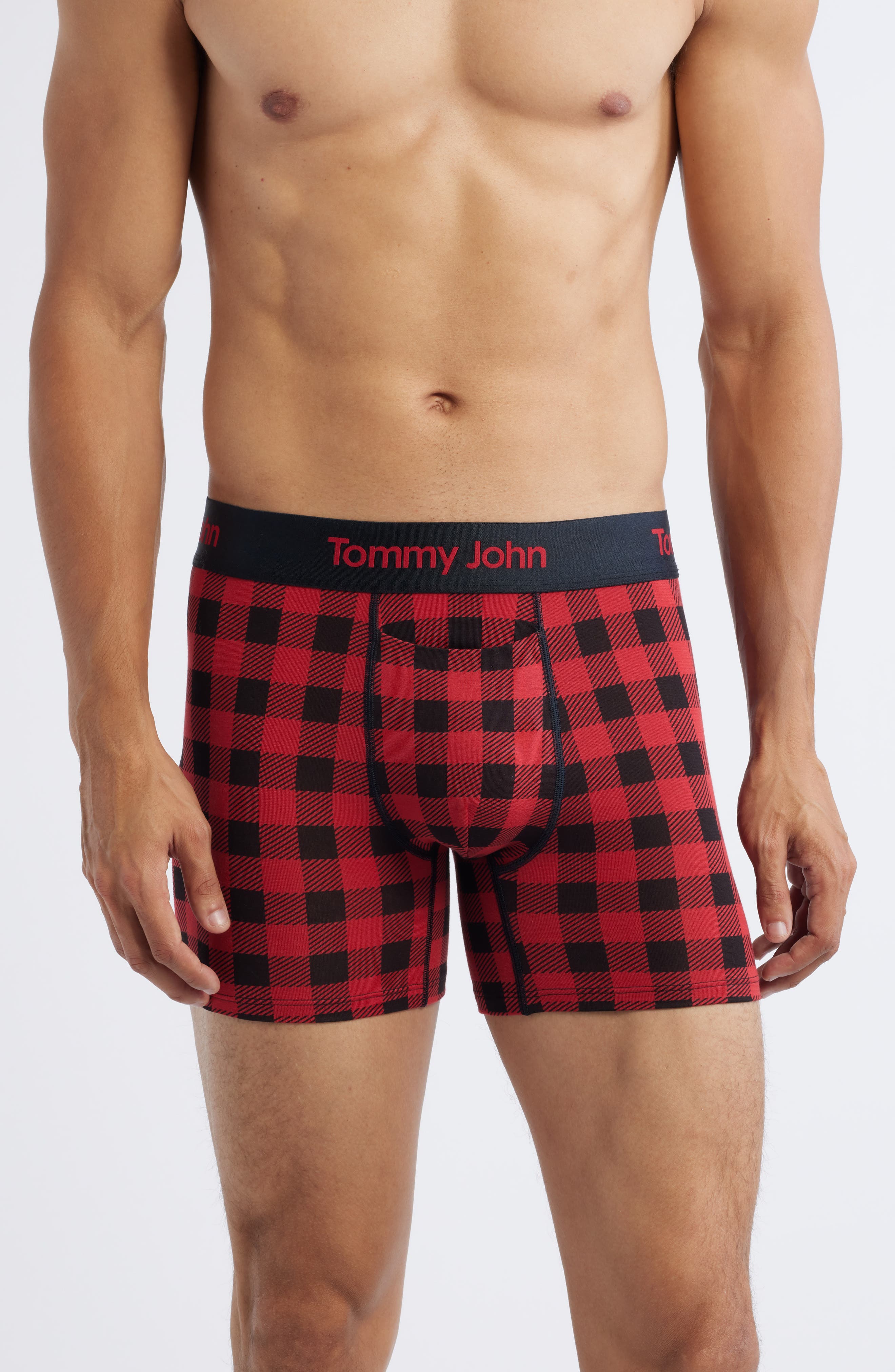 Tommy John Second Skin Boxer Briefs in Emboldened Red Buffalo Check 