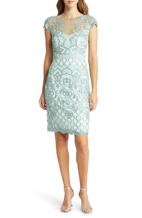 Sequin Lace Body-Con Cocktail Dress