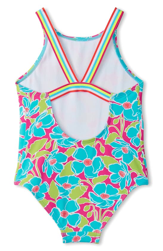 Shop Hatley Kids' Floating Poppies One-piece Swimsuit In Purple