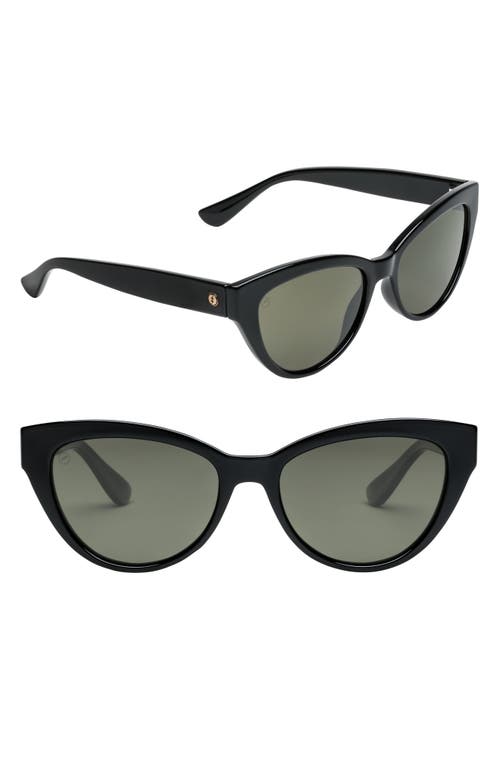 Electric Indio 58mm Polarized Cat Eye Sunglasses in Gloss Black/Grey