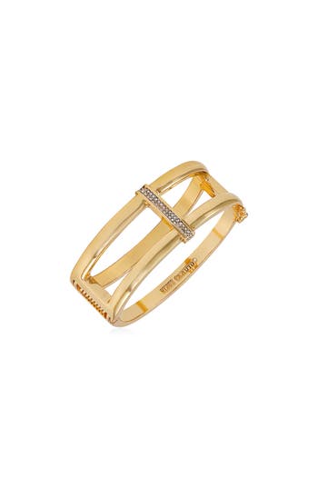 Vince Camuto Crystal Bangle Bracelet In Gold Tone
