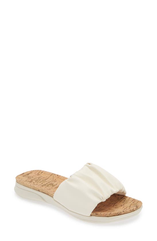 Taryn Rose Pleated Slide Sandal In White