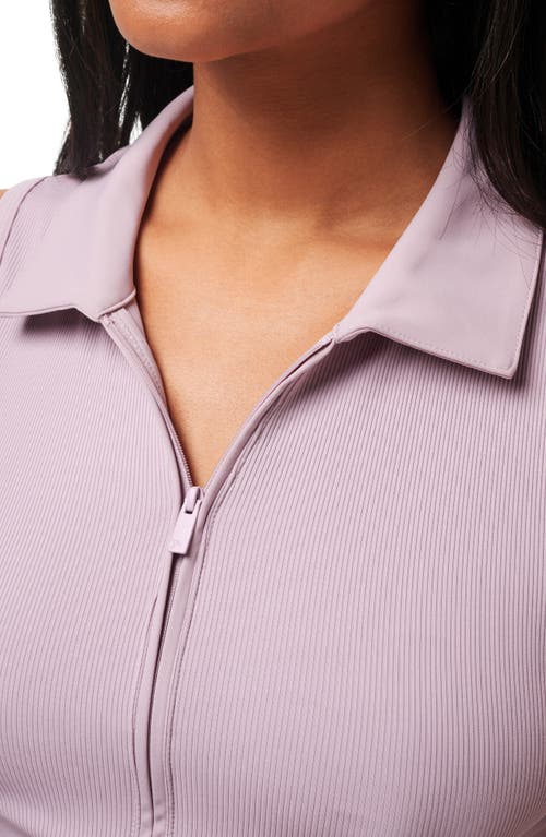 Shop Travismathew Midline Zip Polo Tank In Mauve Shadows