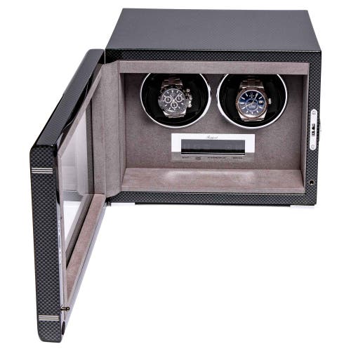 Shop Rapport London Formula Duo Watch Winder In Carbon Fibre