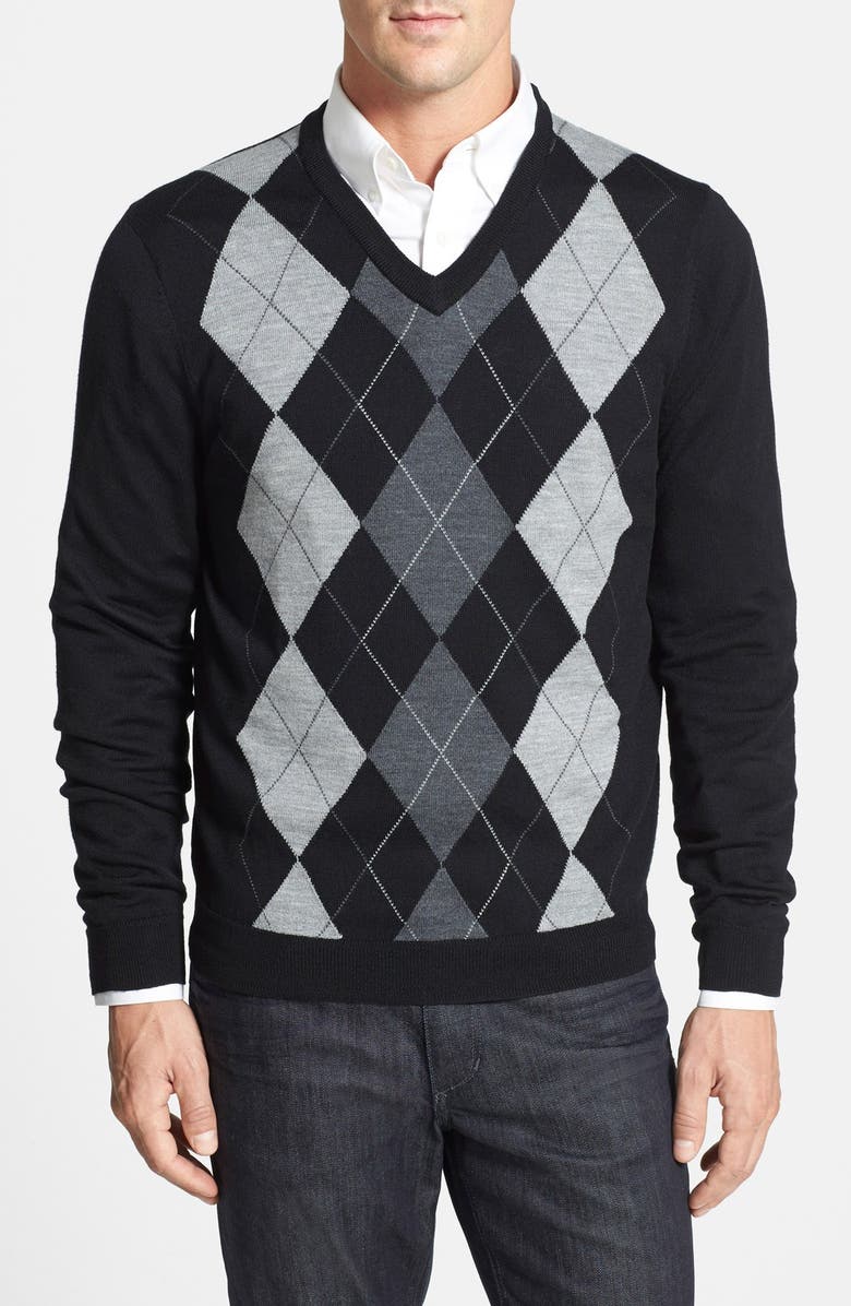 Nordstrom Argyle V-Neck Merino Wool Sweater | Nordstrom