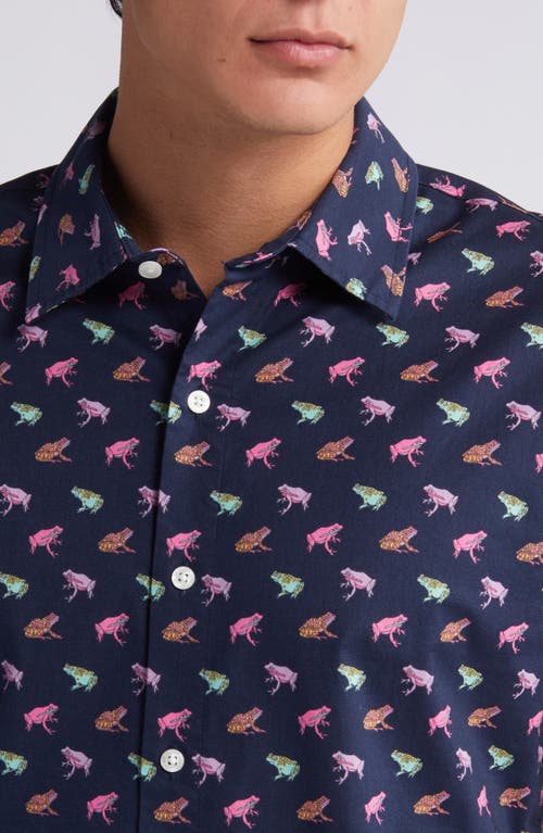 Shop Bonobos Riviera Frog Print Short Sleeve Stretch Cotton Button-up Shirt In Fabulous Frogs C28