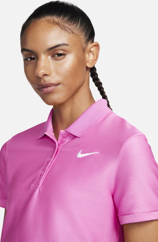 Shop Nike Victory Dri-fit Ottoman Knit Golf Polo In Playful Pink/ White