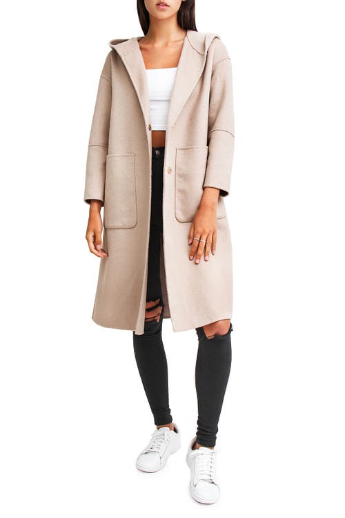 Shop Belle & Bloom Walk This Way Wool Blend Oversized Coat In Sand