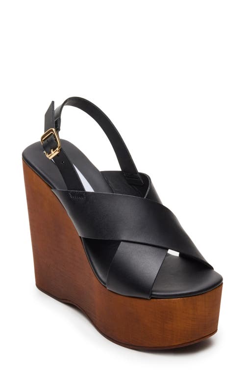 Shop Steve Madden Galaxy Platform Wedge Sandal In Black Leather