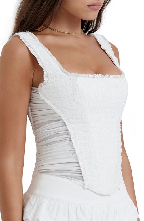 House Of Cb Catalina Eyelet Corset Top In White