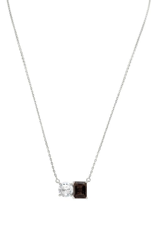 Shop Suzy Levian Sterling Silver Two-stone Pendant Necklace In Silver/brown