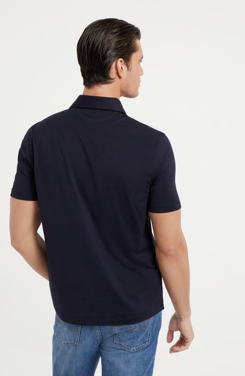 Shop Brunello Cucinelli Basic Fit Polo Shirt In Navy Blue