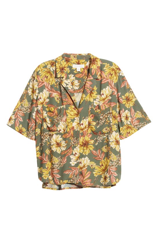 Treasure & Bond Relaxed Fit Camp Shirt In Olive Kalamata Amelia Floral