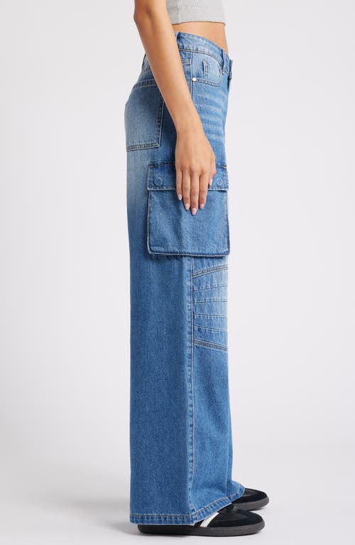 Shop Ptcl High Waist Loose Fit Cargo Jeans In Indigo