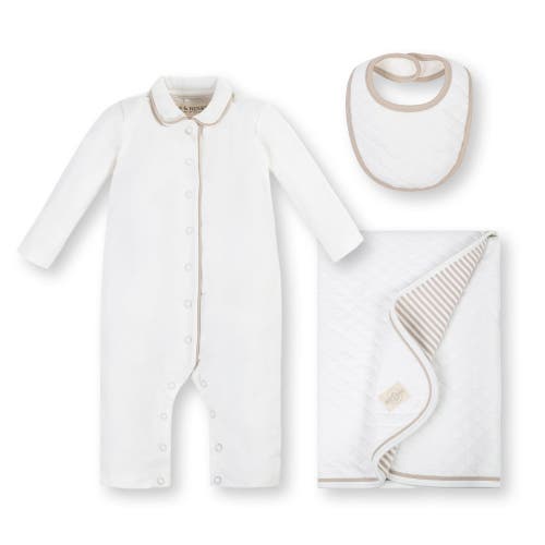 Shop Hope & Henry Baby 3-piece Knit Gifting Set, Infant In White With Taupe Trim Set