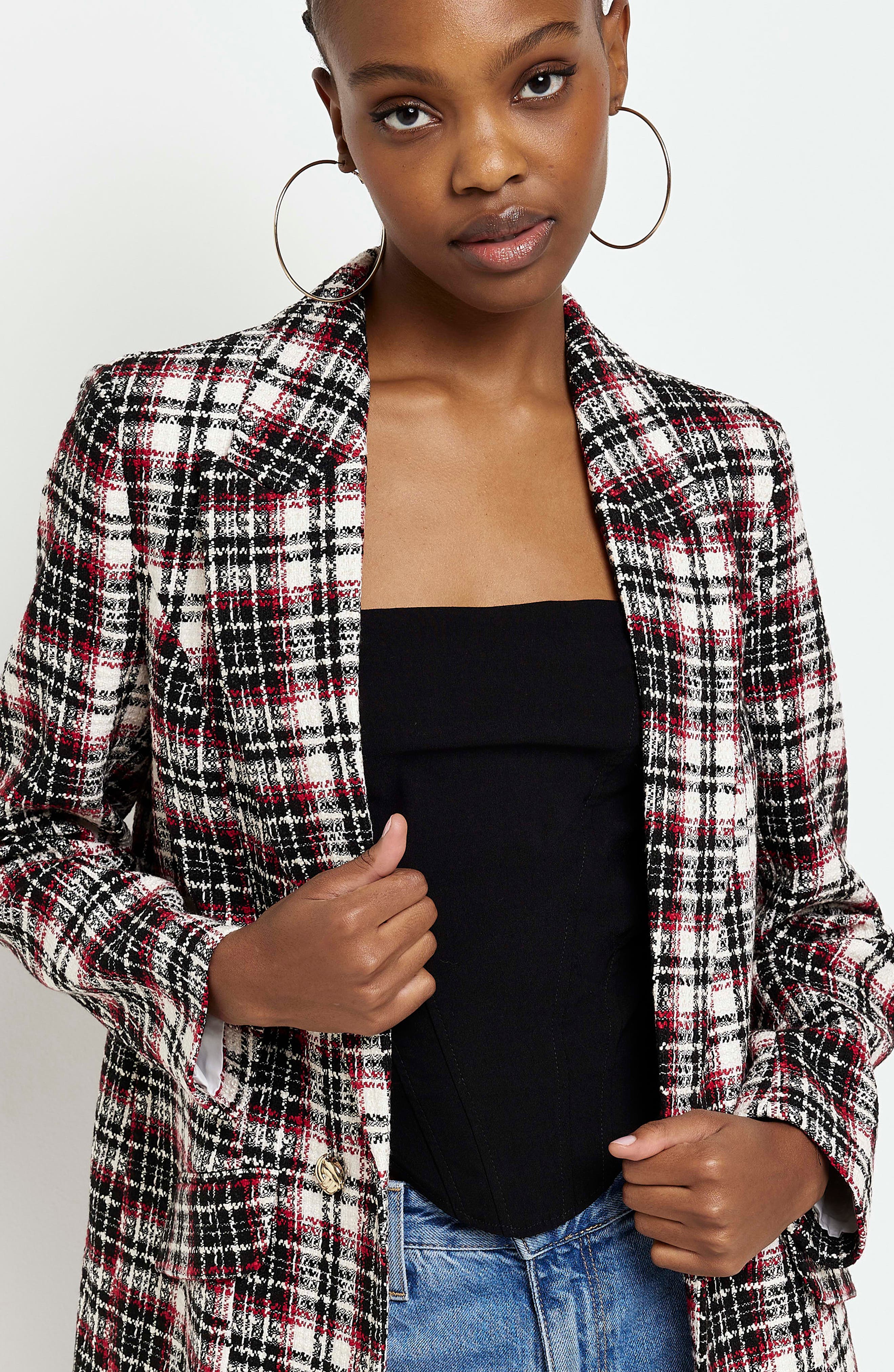 River island hot sale tartan blazer