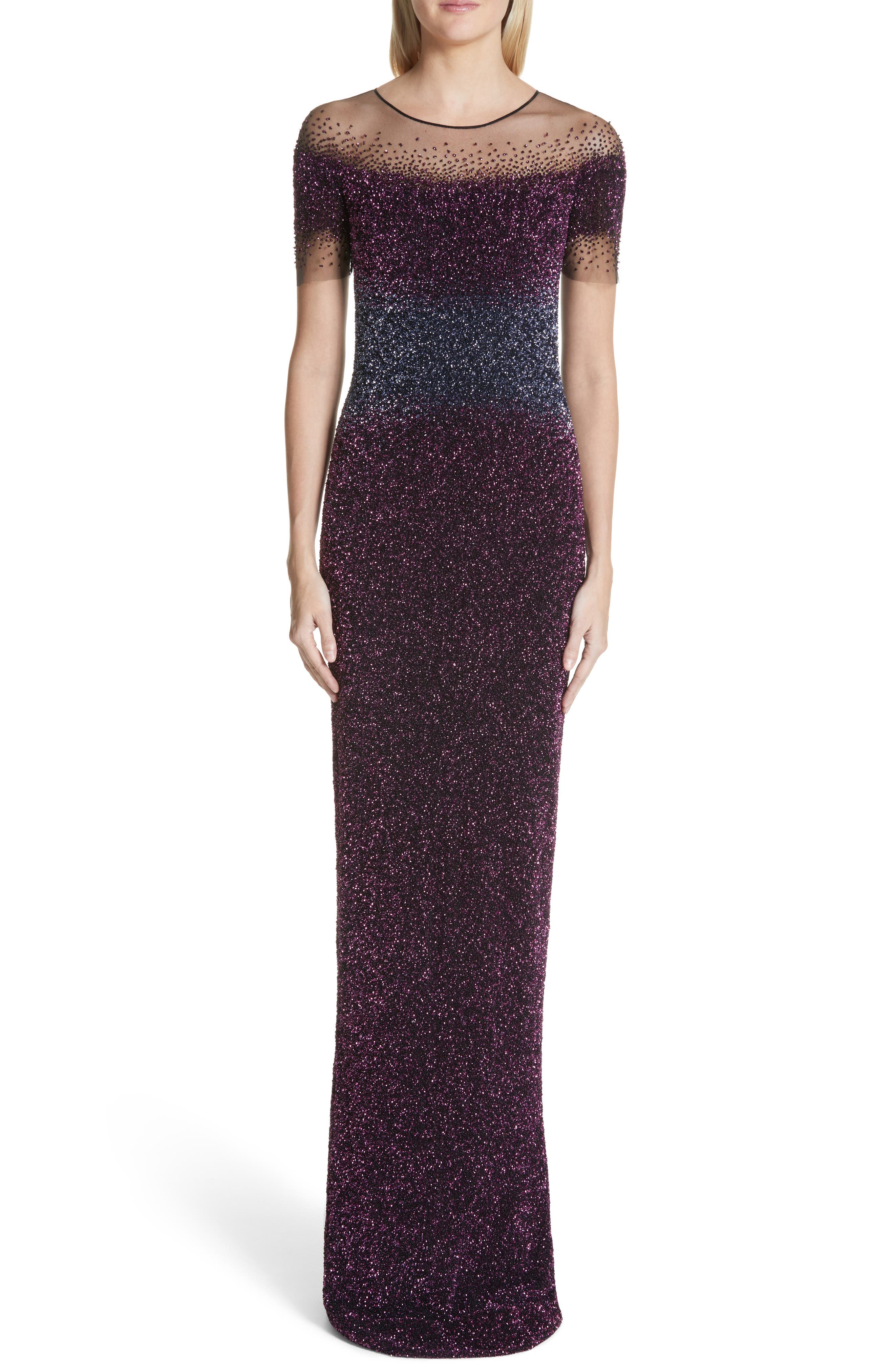 Pamella Roland Beaded Illusion Gown