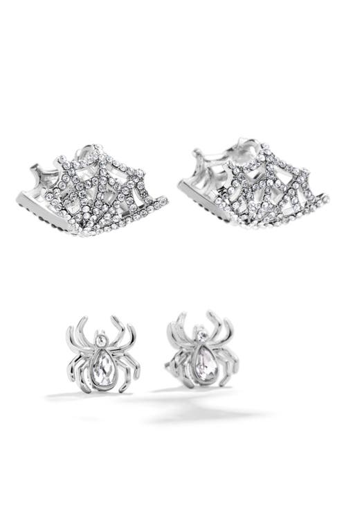 Shop Baublebar Spider & Web Mismatched Stud Earrings In Silver