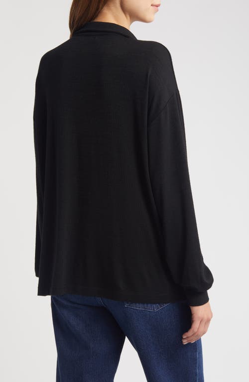 Shop Rag & Bone Long Sleeve Johnny Collar Knit Polo In Black