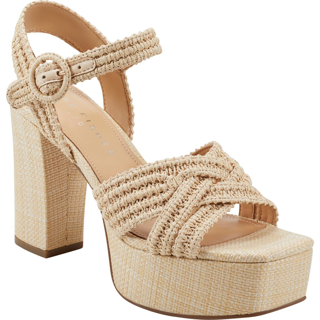 Marc Fisher Ltd Chesse Woven Crisscross Ankle-strap Platform Sandals In Light Natural 110