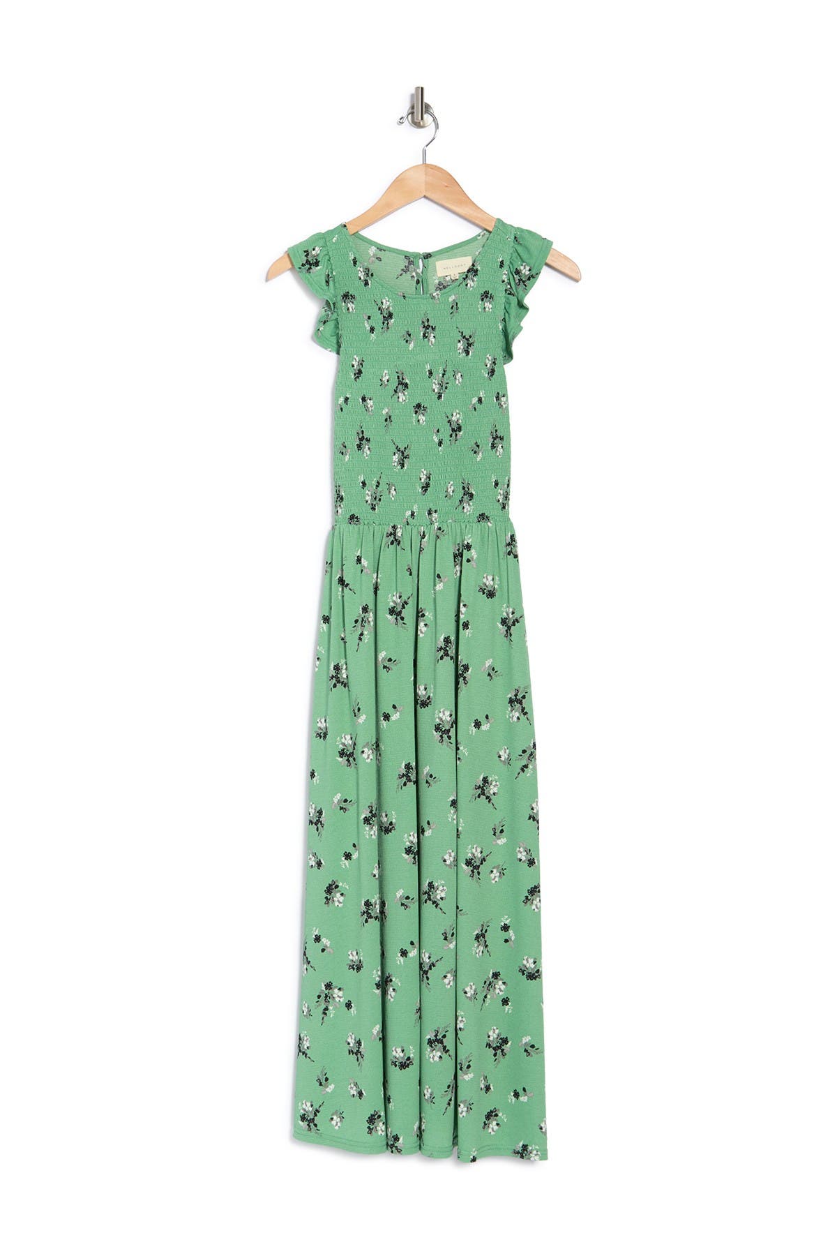 Melloday Sleeveless Floral Print Smocked Top Knit Midi Dress In Sage Floral