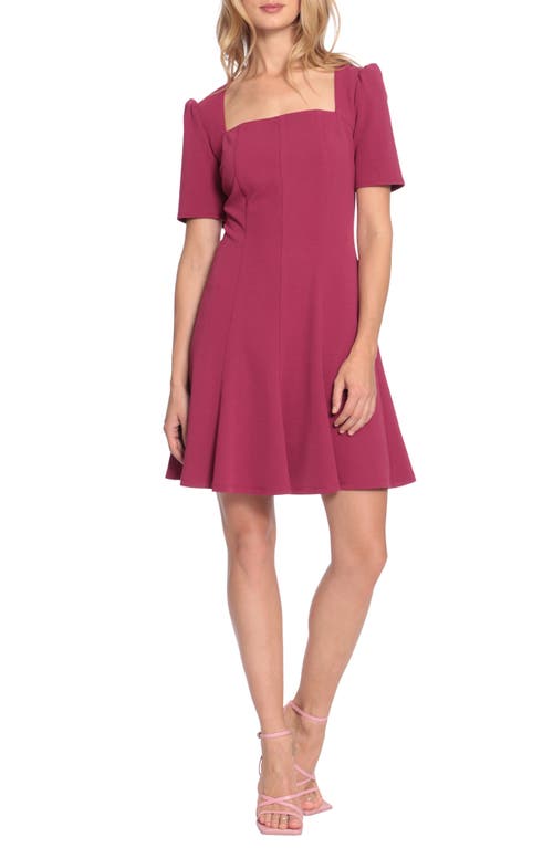 DONNA MORGAN FOR MAGGY Puff Sleeve Fit & Flare Dress in Raspberry