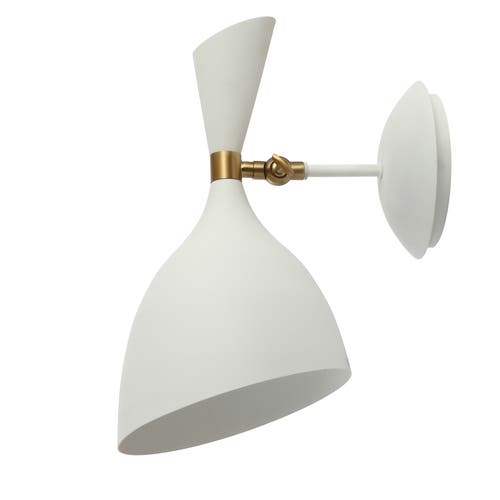 Jonathan Y Josef Iron Retro Led Wall Sconce In White/brass Gold