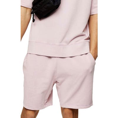 Topman Washed Cotton Athletic Shorts, Purple