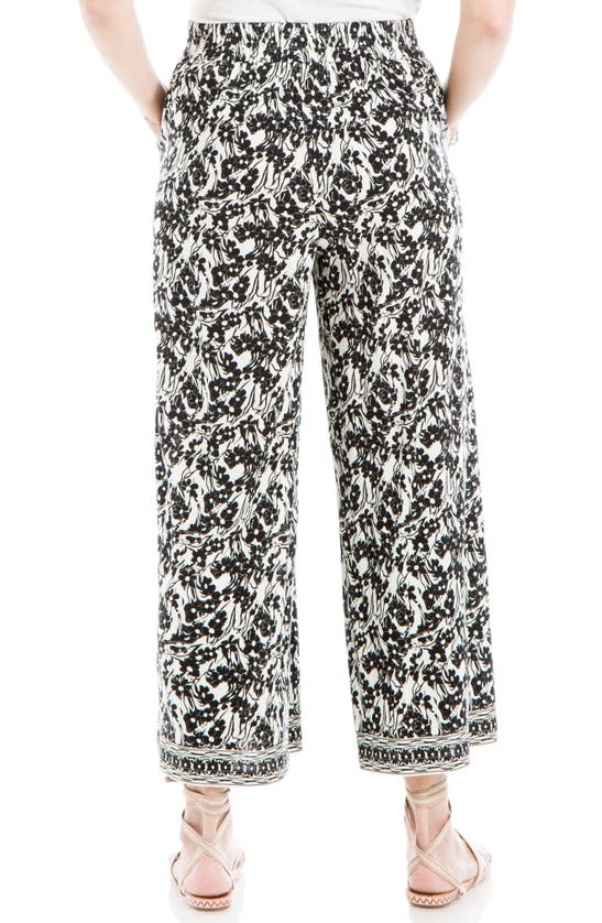 Max Studio Wide Leg Pull-on Crop Pants In Ivbkfrpl