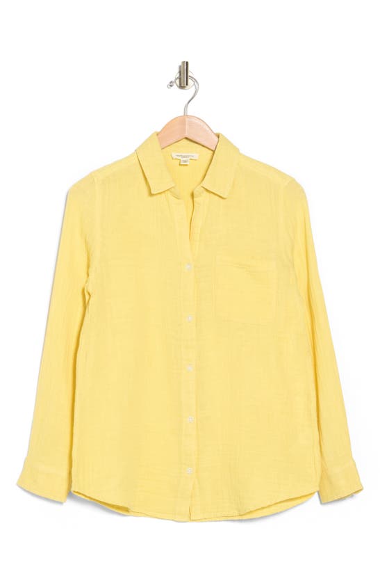 Beachlunchlounge Alessia Long Sleeve Cotton Shirt In Celadine