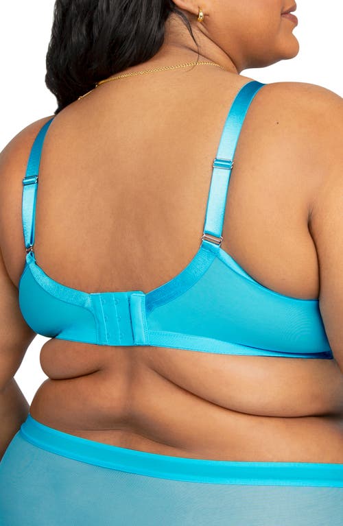 Curvy Couture Full Figure Mesh Underwire Bra In Deep Dive Blue
