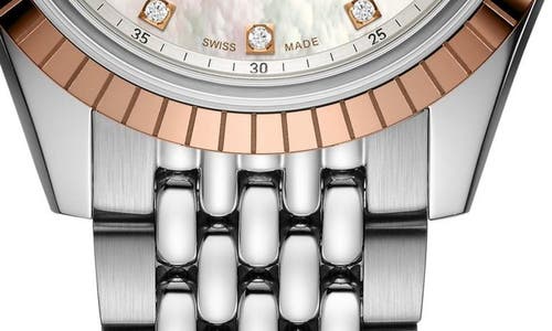 Shop Rado Tradition Golden Horse Diamond Bracelet Watch, 35mm In Silver/mop