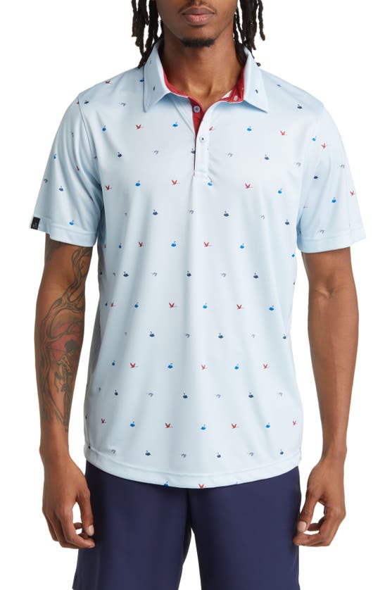 Swannies Gilligan Golf Polo In River White Blue