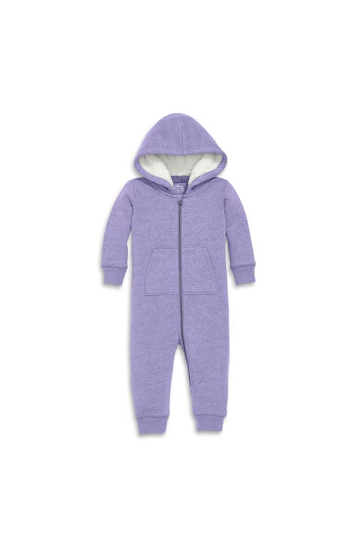 Shop Primary Baby Teddy Fleece-lined Zip Romper In Heather Iris