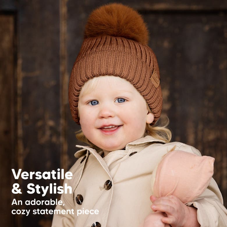 Keababies 2-pack Pom Knitted Beanie In Rust