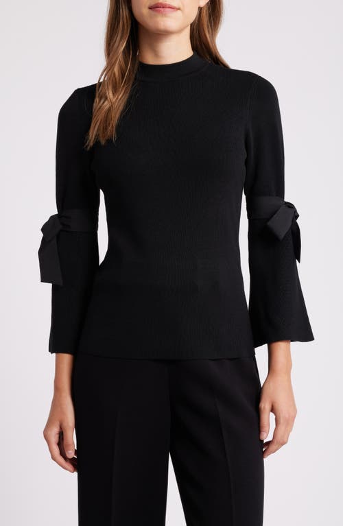 Shop Anne Klein Tie Sleeve Sweater In Anne Black