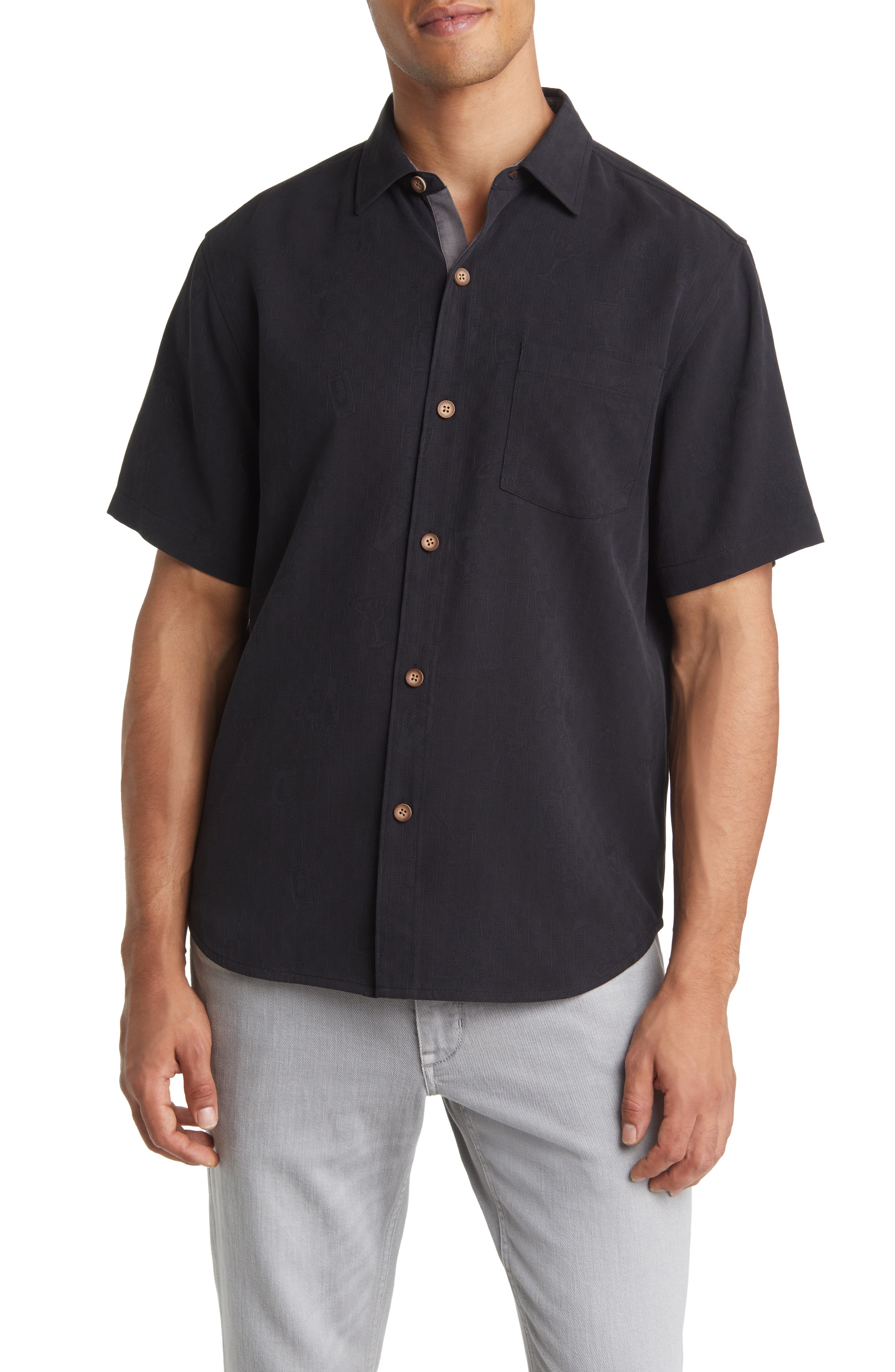 Tommy Bahama Men's Black Arizona Cardinals Sport Harbor Island Hibiscus Camp Button-Down Shirt - Black