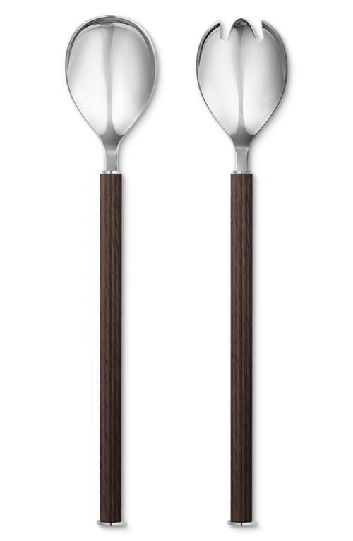 Georg Jensen Bernadotte 2-piece Salad Server Set In Silver/brown