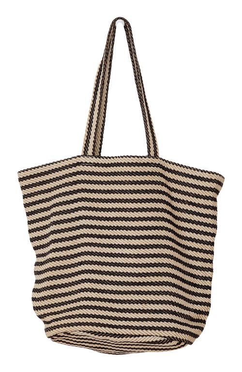 Paris Stripe Jute Tote in Black/White