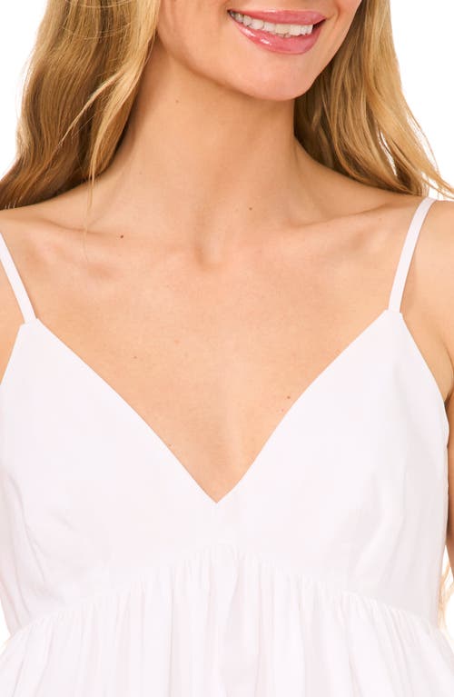 Shop Cece Bubble Hem Stretch Poplin Camisole Top In Ultra White