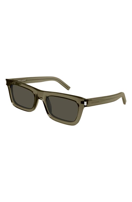 Shop Saint Laurent 54mm Rectangular Sunglasses In Brown