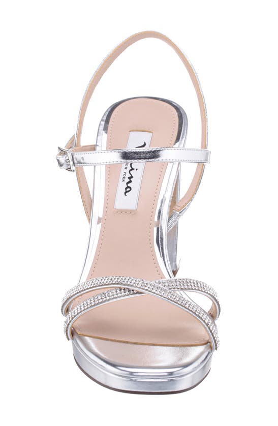 Shop Nina Steven Embellished Platform Sandal In Silver